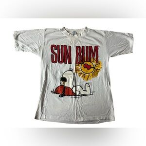VINTAGE 70S ARTEX SNOOPY SUN BUM WHITE TSHIRT KIDS / BOYS MEDIUM